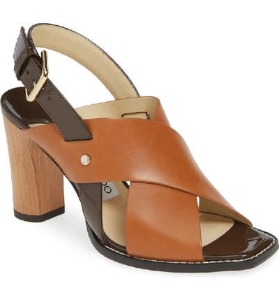 Shop Jimmy Choo Aix Cross Strap Sandal In Brown Mix