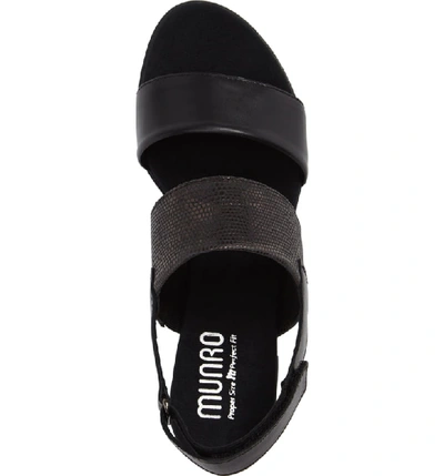 Shop Munro Kristal Sandal In Black Lizard Print Leather