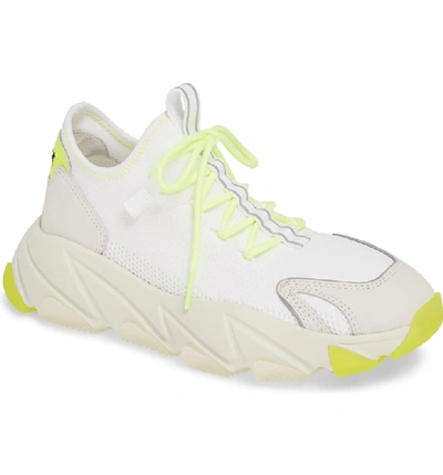 Shop Ash Excape Sneaker In White/ Silver/ Yellow Fabric