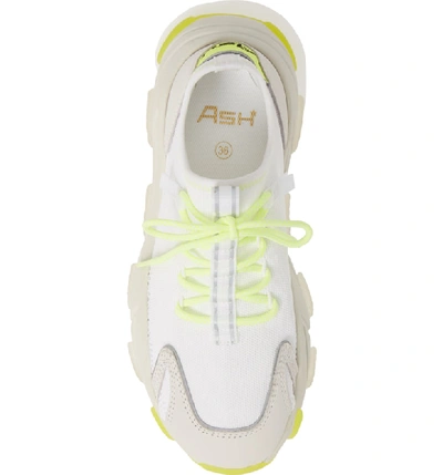 Shop Ash Excape Sneaker In White/ Silver/ Yellow Fabric