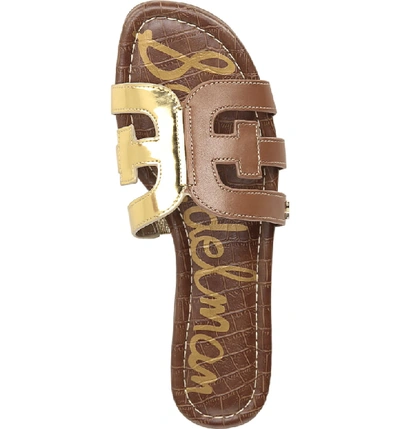 Shop Sam Edelman Bay Cutout Slide Sandal In Bright Gold/luggage