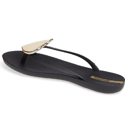 Shop Ipanema Wave Heart Flip Flop In Black/ Gold