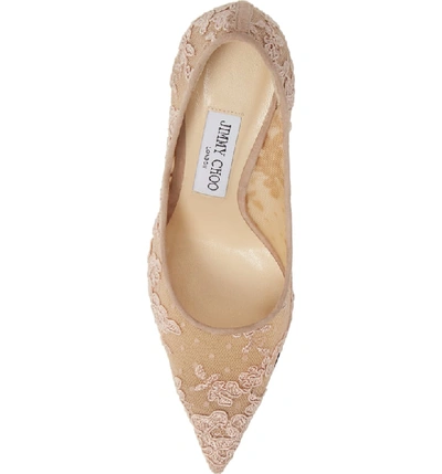 Shop Jimmy Choo Love Lace Pointed Toe Pump In Ballet Pink