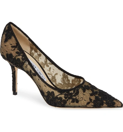 Shop Jimmy Choo Love Lace Pointed Toe Pump In Black