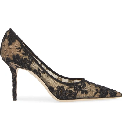 Shop Jimmy Choo Love Lace Pointed Toe Pump In Black