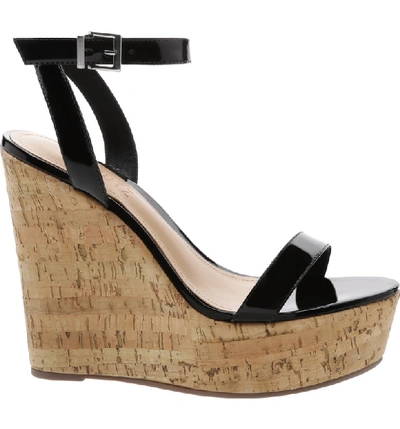 Shop Schutz Eduarda Platform Wedge Sandal In Black Patent Leather