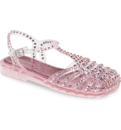 Shop Jeffrey Campbell Gelly Crystal Embellished Sandal In Pastel Pink/ Pink