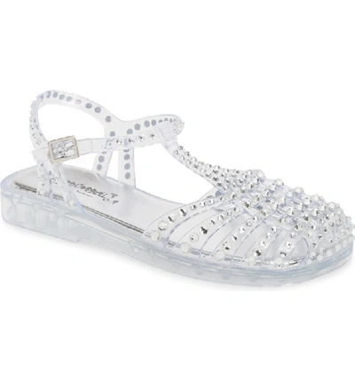 Shop Jeffrey Campbell Gelly Crystal Embellished Sandal In Clear Silver