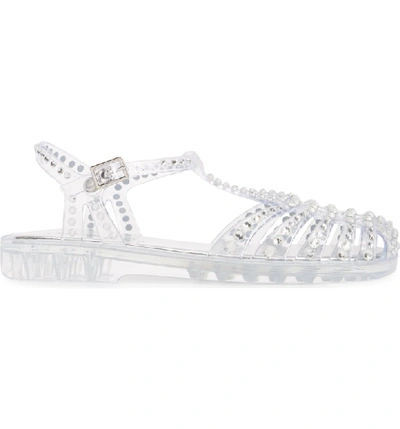 Shop Jeffrey Campbell Gelly Crystal Embellished Sandal In Clear Silver