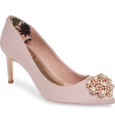 Ted Baker Dahrlin Embellished Pump In Pink Blossom Satin | ModeSens