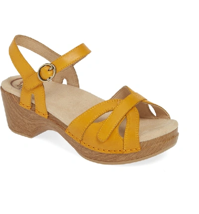 Shop Dansko Season Sandal In Mango Leather