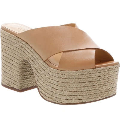 Shop Schutz Lora Platform Sandal In Honey Beige Leather