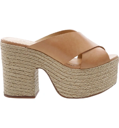 Shop Schutz Lora Platform Sandal In Honey Beige Leather