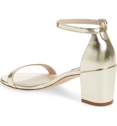 Shop Stuart Weitzman Simple Ankle Strap Sandal In Platino Metallic Nappa