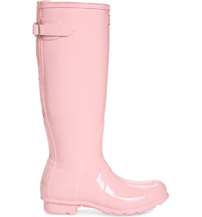 Shop Hunter Adjustable Back Gloss Waterproof Rain Boot In Candy Floss Rubber