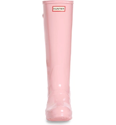 Shop Hunter Adjustable Back Gloss Waterproof Rain Boot In Candy Floss Rubber
