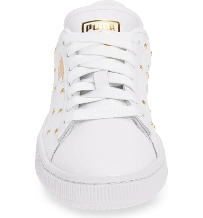 Puma Women's Basket Studded Low-top Sneakers In White/ Team Gold | ModeSens