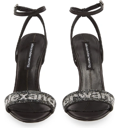 Shop Alexander Wang Jane Crystal Logo Ankle Strap Sandal In Black