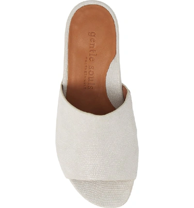 Shop Gentle Souls Gisele Wedge Slide Sandal In White Embossed Leather