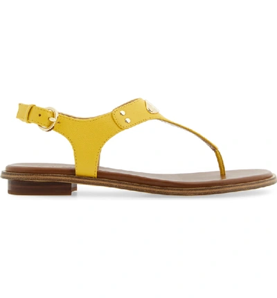Shop Michael Michael Kors 'plate' Sandal In Yellow Saffiano Leather