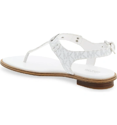 Shop Michael Michael Kors 'plate' Sandal In Bright White Logo Fabric