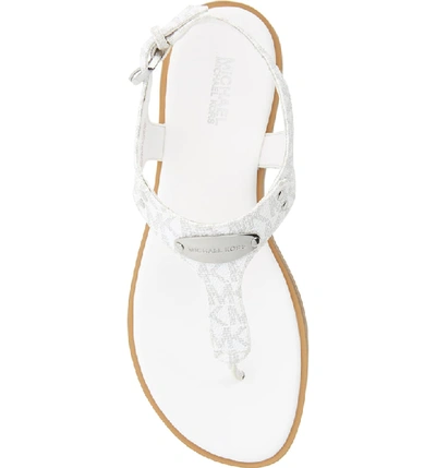 Shop Michael Michael Kors 'plate' Sandal In Bright White Logo Fabric