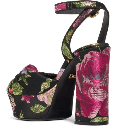 Shop Dolce & Gabbana Metallic Floral Platform Sandal In Black Floral