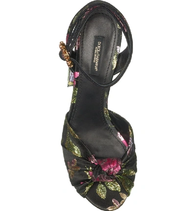 Shop Dolce & Gabbana Metallic Floral Platform Sandal In Black Floral