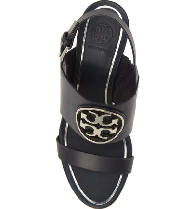 Shop Tory Burch Miller Wedge Sandal In Perfect Navy/ Silver