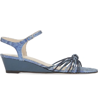 Shop Amalfi By Rangoni Maldive Wedge Quarter Strap Sandal In Navy Animal Print Leather