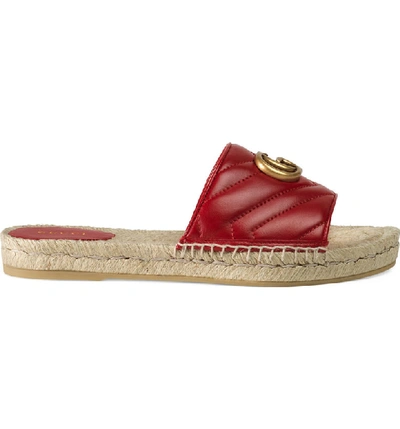 Shop Gucci Pilar Gg Matelasse Espadrille Slide Sandal In Hibiscus Red