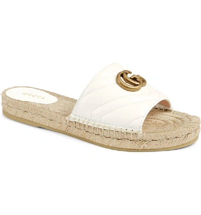 Shop Gucci Pilar Gg Matelasse Espadrille Slide Sandal In Great White