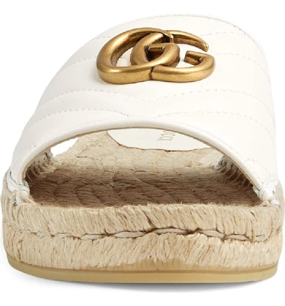 Shop Gucci Pilar Gg Matelasse Espadrille Slide Sandal In Great White