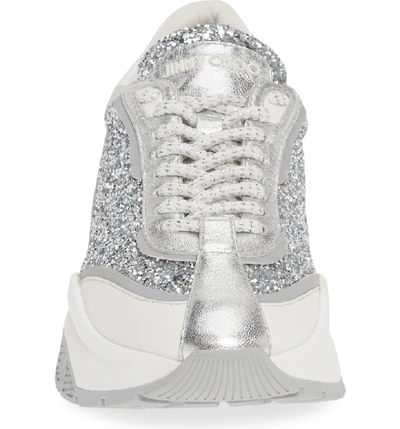 Shop Jimmy Choo Raine Sneaker In White/ Silver