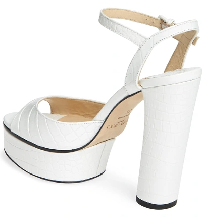 Shop Jimmy Choo Peachy Platform Sandal In Latte Croc