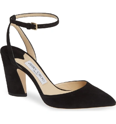 Shop Jimmy Choo Micky Ankle Strap Pump In Black Suede