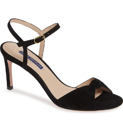 Shop Stuart Weitzman Gloria Quarter Strap Sandal In Black Suede