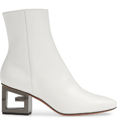 Shop Givenchy Triangle G Heel Bootie In Ivory