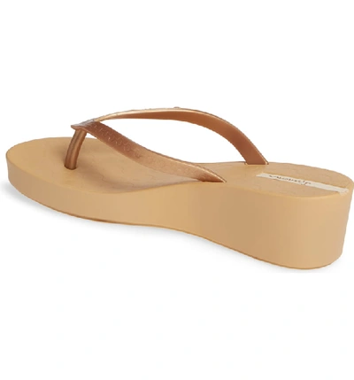 Shop Ipanema Daisy Wedge Flip-flop In Beige/ Gold