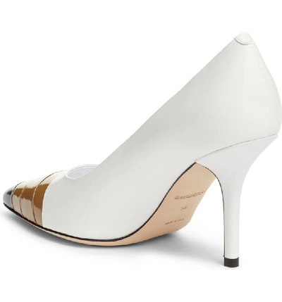 Shop Burberry Annalise Tape Cap Toe Pump In Optic White