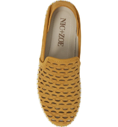 Shop Nic + Zoe Janelle Perforated Slip-on In Mustard Perf Nubuck