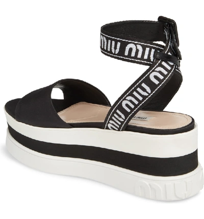 Shop Miu Miu Flatform Logo Sandal In Black