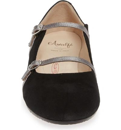 Shop Amalfi By Rangoni Grado Strappy Mary Jane Flat In Black Suede