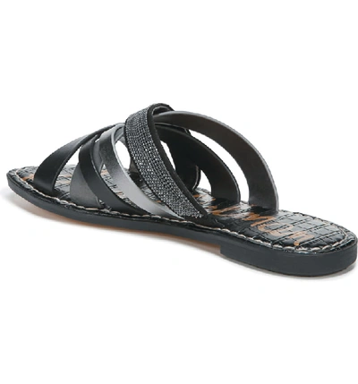 Shop Sam Edelman Glennia Slide Sandal In Dark Pewter/ Black Leather