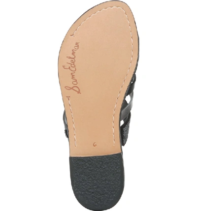Shop Sam Edelman Glennia Slide Sandal In Dark Pewter/ Black Leather