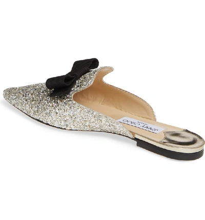 Shop Jimmy Choo Galaxy Glitter Bow Flat In Champagne Glitter