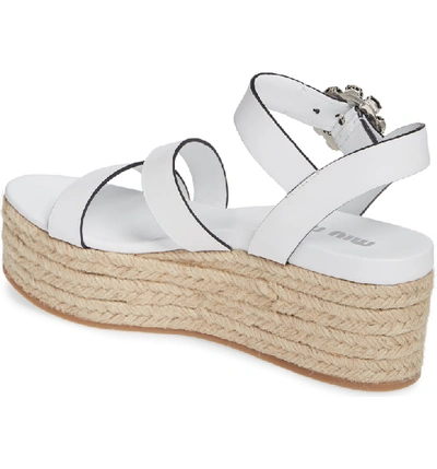 Shop Miu Miu Platform Espadrille Sandal In White