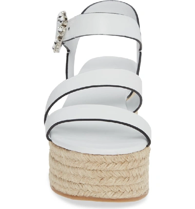 Shop Miu Miu Platform Espadrille Sandal In White