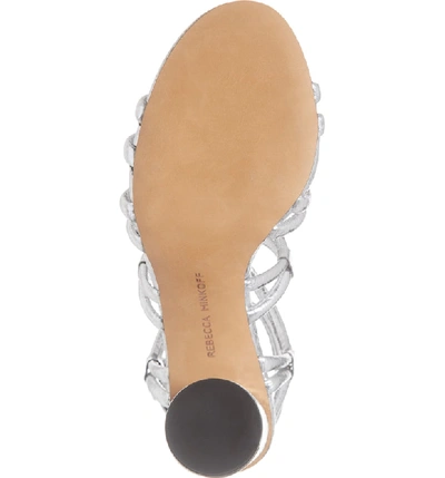 Shop Rebecca Minkoff Apolline Strappy Sandal In Silver Metallic Faux Leather