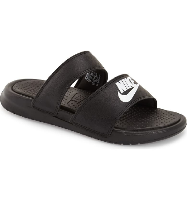 nike double strap slides black